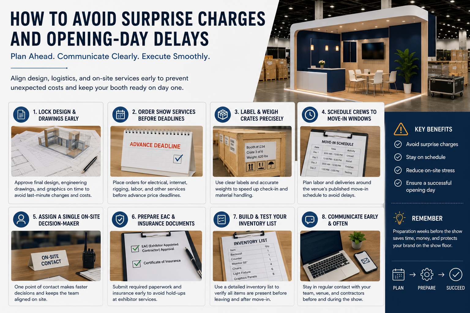 trade show booth installation and dismantling planning to avoid delays